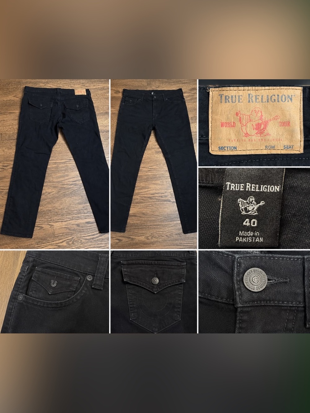 True Religion Men's Straight Jeans in Black